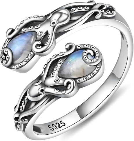 925 Sterling Silver Natural Moonstone Rings for Women Adjustable Sunflower Thumb Ring Vintage Spoon Rings Labradorite Rings Gift For Mom Wife Sister Her in Saudi Arabia