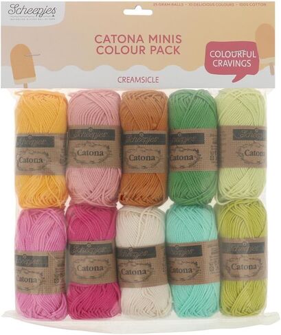 Scheepjes Catona Colour Pack 10x25g - Creamsicle Multi-Color Yarn Set in Saudi Arabia