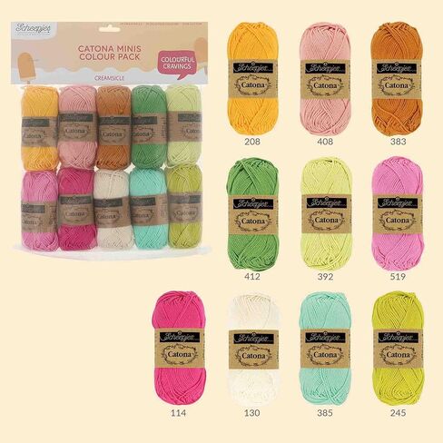 Scheepjes Catona Colour Pack 10x25g - Creamsicle Multi-Color Yarn Set in Saudi Arabia