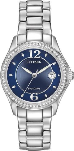 Citizen Women's Eco-Drive Dress Classic Crystal Watch in Stainless Steel, Pink Dial (Model: FE1140-86X) in Kuwait