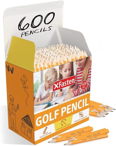XFasten Golf Pencil without Erasers Bulk 200-Pack #2 HB Golf Pencils Bulk Presharpened Mini Pencils Bulk, Hexagonal Small Pencils for Kids, Short Pencils, Half Pencils for Kids Games School in Saudi Arabia