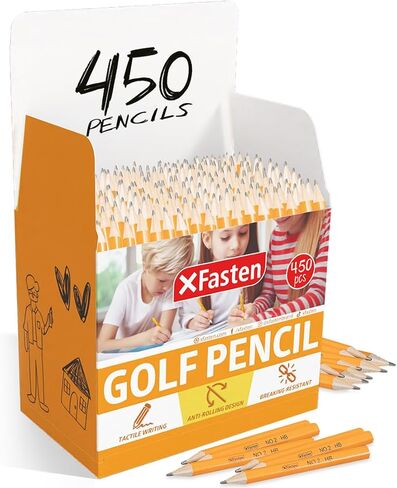 XFasten Golf Pencil without Erasers Bulk 200-Pack #2 HB Golf Pencils Bulk Presharpened Mini Pencils Bulk, Hexagonal Small Pencils for Kids, Short Pencils, Half Pencils for Kids Games School in Saudi Arabia