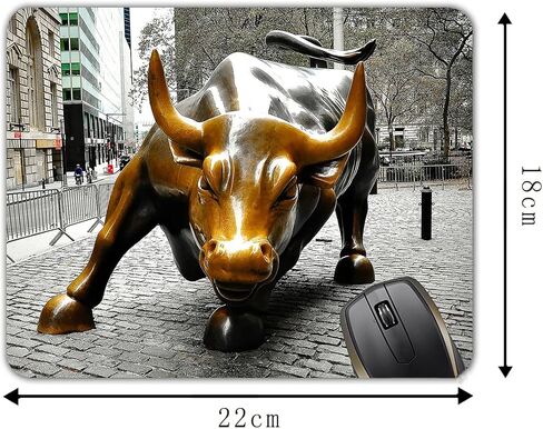 Bull Figurine Bull Statue Symbol Animal Finance Stock Exchange Mouse Pad Mat Mousepad 8.6 X 7.1 in in Saudi Arabia