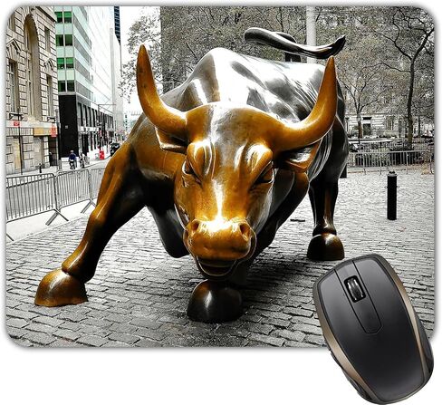 Bull Figurine Bull Statue Symbol Animal Finance Stock Exchange Mouse Pad Mat Mousepad 8.6 X 7.1 in in Saudi Arabia