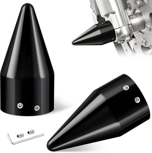 PBYMT Black Front Axle Nut Covers Caps Compatible for Harley Softail Sportster Touring Road King Street Glide 2002-2024 in Kuwait
