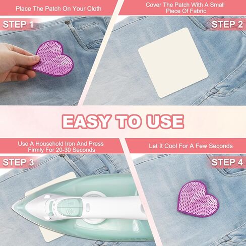 Sequin Heart Iron on Patches Embroidered Sew Sequin Glitter Patch Appliques, Fit for DIY Shoes Hats Backpacks Clothing Repair - (12 Pack, Black, 2 Size) in Saudi Arabia