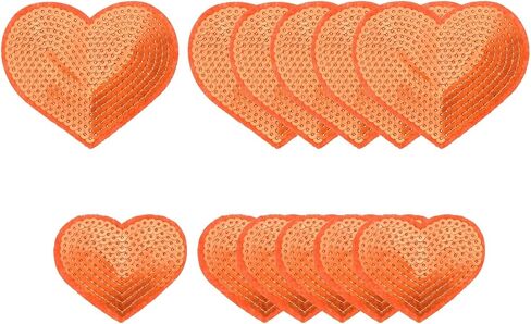 Sequin Heart Iron on Patches Embroidered Sew Sequin Glitter Patch Appliques, Fit for DIY Shoes Hats Backpacks Clothing Repair - (12 Pack, Black, 2 Size) in Saudi Arabia