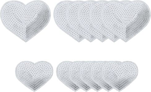 Sequin Heart Iron on Patches Embroidered Sew Sequin Glitter Patch Appliques, Fit for DIY Shoes Hats Backpacks Clothing Repair - (12 Pack, Black, 2 Size) in Saudi Arabia