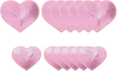 Sequin Heart Iron on Patches Embroidered Sew Sequin Glitter Patch Appliques, Fit for DIY Shoes Hats Backpacks Clothing Repair - (12 Pack, Black, 2 Size) in Saudi Arabia