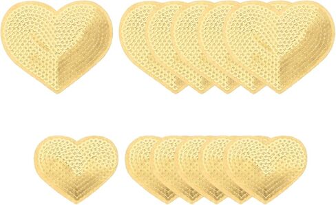 Sequin Heart Iron on Patches Embroidered Sew Sequin Glitter Patch Appliques, Fit for DIY Shoes Hats Backpacks Clothing Repair - (12 Pack, Black, 2 Size) in Saudi Arabia