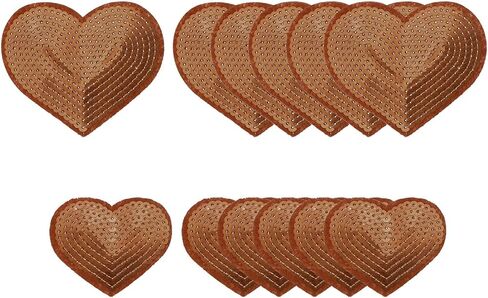 Sequin Heart Iron on Patches Embroidered Sew Sequin Glitter Patch Appliques, Fit for DIY Shoes Hats Backpacks Clothing Repair - (12 Pack, Black, 2 Size) in Saudi Arabia