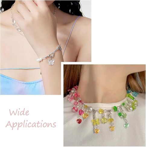 96pcs Faceted Transparent Glass Charms for Jewelry Making Mini Crystal Butterfly Heart Pendants for DIY Earrings Necklaces Bracelet Chain Crafts in Saudi Arabia
