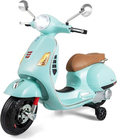 Costzon Toddler Motorcycle, 12V Licensed Vespa Ride on Motorcycle with Training Wheels, LED Headlight & Horn Sound, Ride on Toy, Battery Powered Motorbike, Gift for Boys & Girls, Gift (12V,Rose Pink) in Saudi Arabia