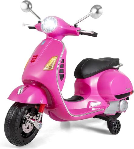Costzon Toddler Motorcycle, 12V Licensed Vespa Ride on Motorcycle with Training Wheels, LED Headlight & Horn Sound, Ride on Toy, Battery Powered Motorbike, Gift for Boys & Girls, Gift (12V,Rose Pink) in Saudi Arabia