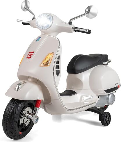 Costzon Toddler Motorcycle, 12V Licensed Vespa Ride on Motorcycle with Training Wheels, LED Headlight & Horn Sound, Ride on Toy, Battery Powered Motorbike, Gift for Boys & Girls, Gift (12V,Rose Pink) in Saudi Arabia