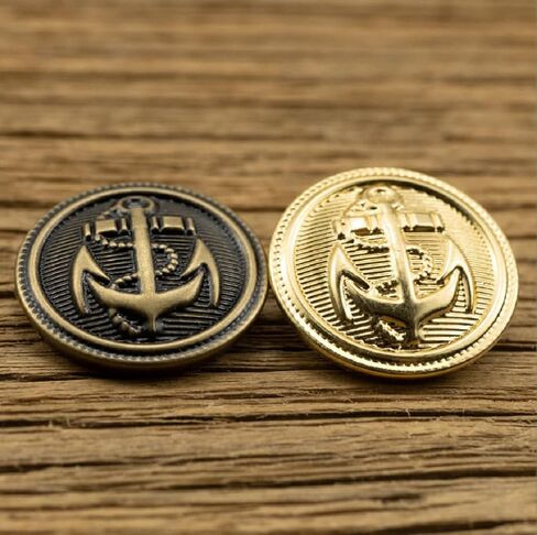 10Pcs Clothes Buttons - Metal Boat Anchor Pattern Sewing Buttons Retro Shank Round Shaped Button Set for Blazer, Suits, Coat, Uniform, Jacket (20mm, Gold) in Saudi Arabia