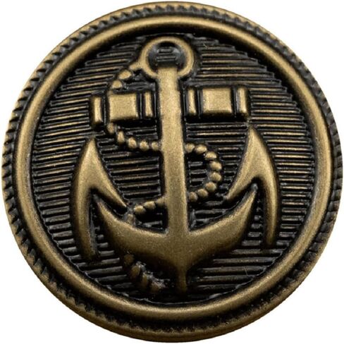 10Pcs Clothes Buttons - Metal Boat Anchor Pattern Sewing Buttons Retro Shank Round Shaped Button Set for Blazer, Suits, Coat, Uniform, Jacket (20mm, Gold) in Saudi Arabia
