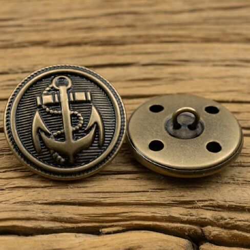 10Pcs Clothes Buttons - Metal Boat Anchor Pattern Sewing Buttons Retro Shank Round Shaped Button Set for Blazer, Suits, Coat, Uniform, Jacket (20mm, Gold) in Saudi Arabia