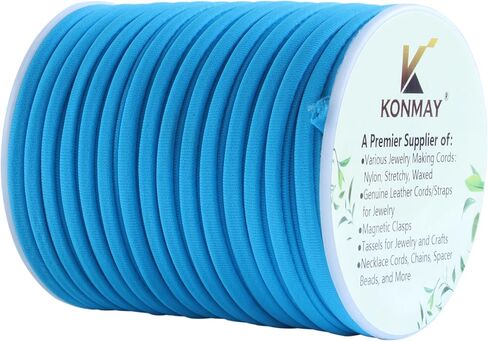 KONMAY 5mm Black Spandex Elastic Cord, 20 Yards for Hair Ties & Sewing in Saudi Arabia