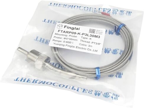 FTARP09 K Type 30mm Probe Length 3 metres Cable thermocouple Temperature Sensor PT1/8 3/8 Thread(PT3 8) in Kuwait
