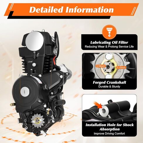 محرك دراجة نارية عمودي 125cc 7.64HP ATV، محرك أسطوانة واحدة رباعي الأشواط مع ناقل حركة يدوي 4 سرعات مبرد بالهواء CDI لدراجة نارية ATV 7500 دورة في الدقيقة in Kuwait