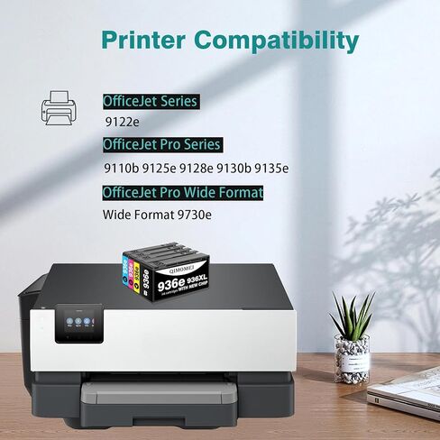 936e 936XL Ink Cartridge With Chip Compatible for HP 936 Ink Cartridges Combo Pack for HP Officejet pro 9125e ink cartridges 9120e 9128e 9130e 9130b 9135e 9110b 9122e Wide Format 9730e Printer in Saudi Arabia