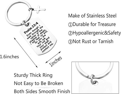 Psalm 23:4 Bible Dog Tag Keyring Christian Jewelry Religious Inspirational Gift in Saudi Arabia