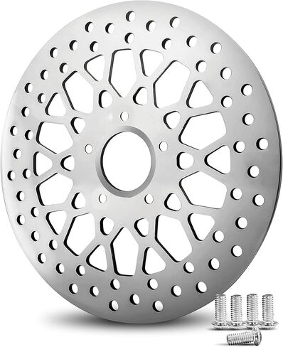 11.8 Mesh Polished Chrome Black Stainless Front Rear rotor + Bolt for Harley Dyna Set 2006-2017 (2-1 Black - 1 Front Rotor) in Saudi Arabia