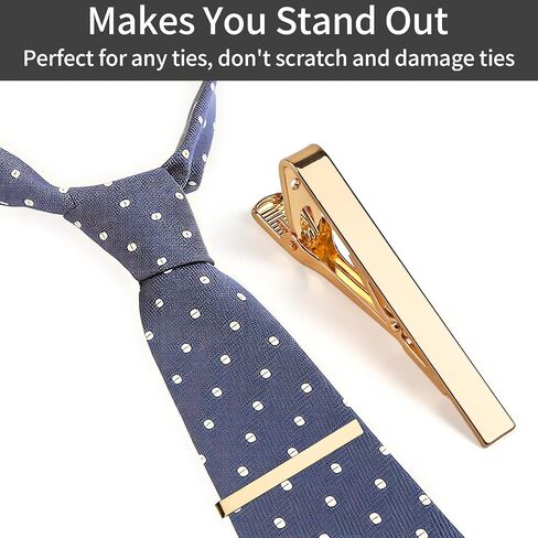 6 Pcs Tie Clips for Men, 6 Classic Colors Shiny & Glossy Tie Bar, Ideal Gift for Father, Husband, Boyfriend, Business, Wedding, Tie Pins with Gift Box in Saudi Arabia