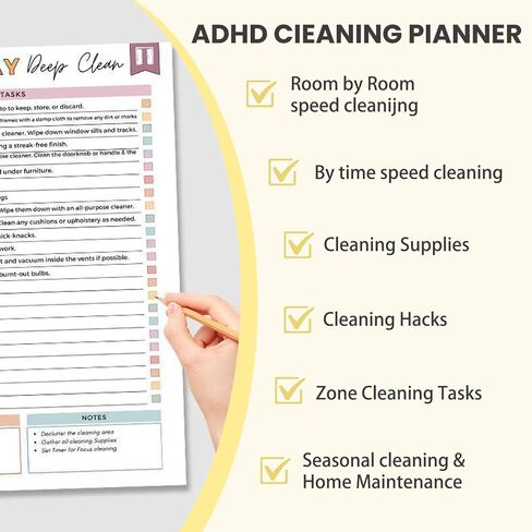 مخطط تنظيف Adhd للبالغين، مخططات تنظيم الأعمال المنزلية القابلة لإعادة الاستخدام، جدول تنظيف شهري أسبوعي يومي غير مؤرخ وقائمة مرجعية (8.27 بوصة × 5.51 بوصة × 0.2 بوصة) in Saudi Arabia
