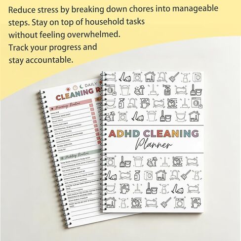 مخطط تنظيف Adhd للبالغين، مخططات تنظيم الأعمال المنزلية القابلة لإعادة الاستخدام، جدول تنظيف شهري أسبوعي يومي غير مؤرخ وقائمة مرجعية (8.27 بوصة × 5.51 بوصة × 0.2 بوصة) in Saudi Arabia