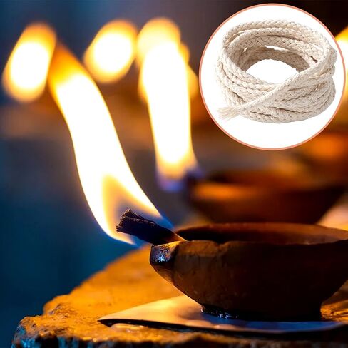32.8 Ft 1/8in Diameter Oil Lamp Wicks, Round Cotton Lamp Wicks Burner, Braided Candle Replacement Wicks for Alcohol Kerosene Lamp Torches Lantern- Beige in Kuwait