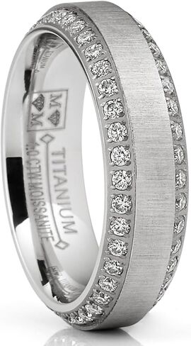 Metal Masters 1.8Ct Men's Titanium Dome Brushed Finished Wedding Band Engagement Ring with Cubic Zirconia, 8mm in Saudi Arabia