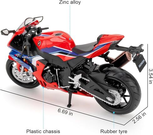 نموذج دراجة نارية CBR 1000RR-R بمقياس 1:12، سيارات لعبة مصبوبة مع ضوء وصوت، دراجة نارية قابلة للجمع، هدية زرقاء in Kuwait