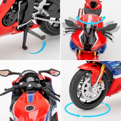 نموذج دراجة نارية CBR 1000RR-R بمقياس 1:12، سيارات لعبة مصبوبة مع ضوء وصوت، دراجة نارية قابلة للجمع، هدية زرقاء in Kuwait