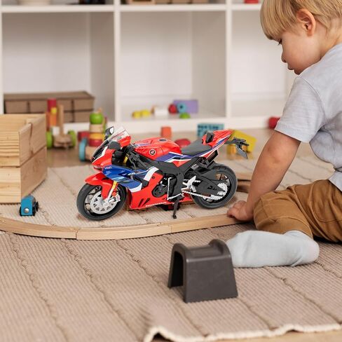 نموذج دراجة نارية CBR 1000RR-R بمقياس 1:12، سيارات لعبة مصبوبة مع ضوء وصوت، دراجة نارية قابلة للجمع، هدية زرقاء in Kuwait