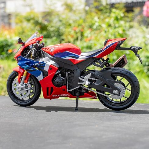 نموذج دراجة نارية CBR 1000RR-R بمقياس 1:12، سيارات لعبة مصبوبة مع ضوء وصوت، دراجة نارية قابلة للجمع، هدية زرقاء in Kuwait