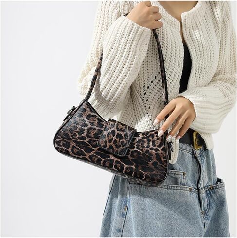 Leopard Print Purses and Handbags Cheetah Print Hobo Shoulder Bag Y2k Leopard Crescent Tote Bag Cheetah Clutch Purse (Khaki) in Saudi Arabia