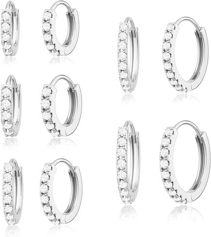 DEARMAY 5Pcs Gold Huggie Hoop Earring Sets for Women, S925 Sterling Silver Post 14K Gold Plated CZ Earrings Jewelry Small Hypoallergenic Trendy Waterproof Lightweight Multiple Cartilage Earring in Saudi Arabia
