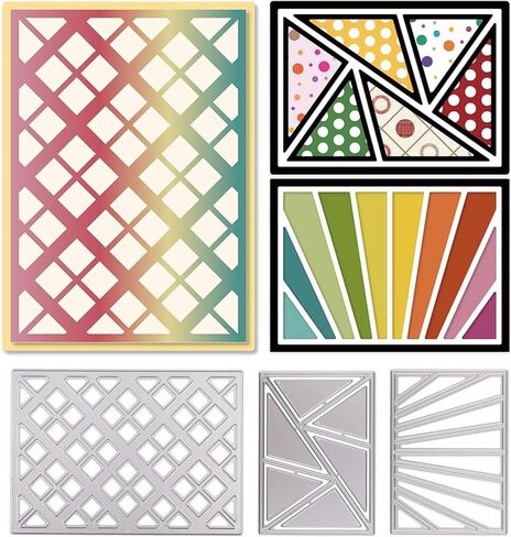 1 Set Geometric Die Cuts Lattice Boxes Embossing Template Diamond Shape Carbon Steel Die Set for Card Scrapbooking Card DIY Craft in Saudi Arabia