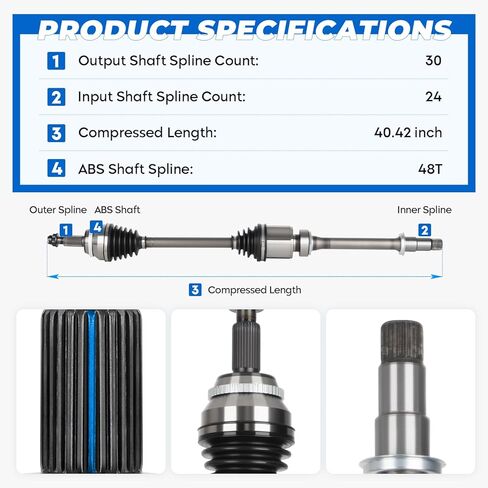 TadaMark Front Right CV Axle Shaft Assembly Fit for Toyota Sienna 3.3L 3.5L 2004 2005 2006 2007 2008 2009 2010, Fit FWD Models, Passenger Side, for 66-5261 in Saudi Arabia