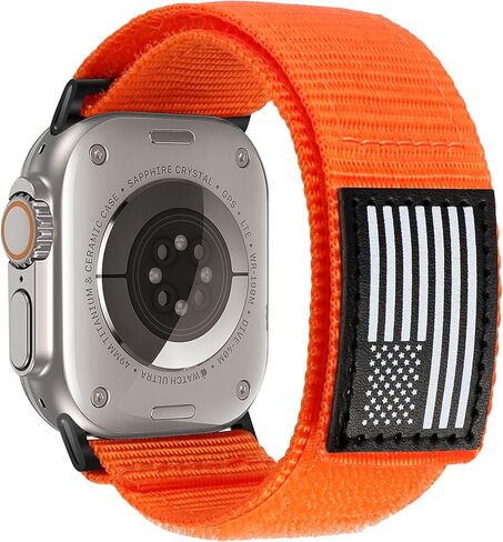 حزام نايلون Trail Loop متوافق مع Apple Watch Ultra/2 Band 49mm 45mm 44mm 42mm، حزام رياضي مرن مضفر ناعم ومتين لسلسلة iWatch 9 8 7 6 5 4 3 2 1 Ultra/2 Men USA Flag in Kuwait