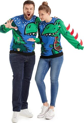 OFF THE RACK Unisex Men's Ugly Xmas Pullover Festive Knitted for Party Christmas Sweater for WomenRudy Be Fierce2X-Large in Saudi Arabia