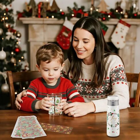 12 Sheets Christmas Tree UV DTF Transfer Stickers 16oz Glass Bottle DIY Cup Wraps Stickers Waterproof Cup Wrap Decals for Gifts, Cup Decor in Saudi Arabia
