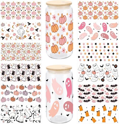 12 Sheets Christmas Tree UV DTF Transfer Stickers 16oz Glass Bottle DIY Cup Wraps Stickers Waterproof Cup Wrap Decals for Gifts, Cup Decor in Saudi Arabia