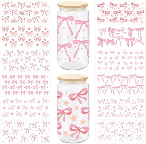 12 Sheets Christmas Tree UV DTF Transfer Stickers 16oz Glass Bottle DIY Cup Wraps Stickers Waterproof Cup Wrap Decals for Gifts, Cup Decor in Saudi Arabia