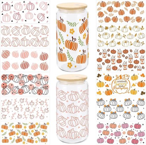 12 Sheets Christmas Tree UV DTF Transfer Stickers 16oz Glass Bottle DIY Cup Wraps Stickers Waterproof Cup Wrap Decals for Gifts, Cup Decor in Saudi Arabia