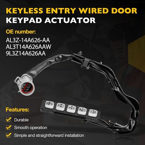 AL3Z-14A626-AA Keyless Entry Wired Door Keypad Actuator Compatible with 2009-2014 Ford F-150, 2010-2014 Lincoln Mark LT Driver Side Door Lock Actuator Replace# 9L3Z14A626AA AL3T14A626AAW in Kuwait