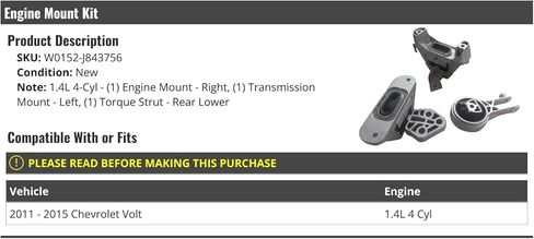 Engine Mount and Transmission Mount Kit - Compatible with 2011-2015 Chevy Volt 1.4L 4-Cylinder in Saudi Arabia