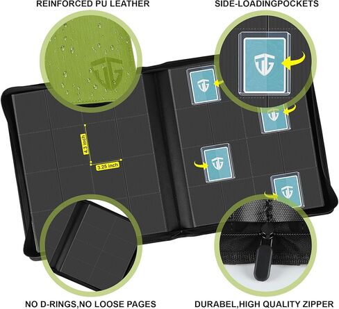 Toploader Binder,Holds 216 Toploaders,9 Pocket Top Loader Binder with Sleeves for 3"x4" Rigid Toploaders Hard Cases,Top loader Binders for TCG, MTG Card Binder, Trading Cards Binder(Black) in Kuwait